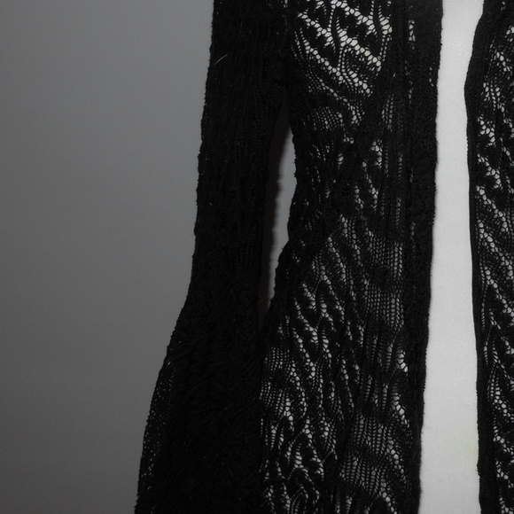 Nordstrom Black Mesh Cardigan Shawl with Flare Sleeves – Size Small - Picture 5 of 5